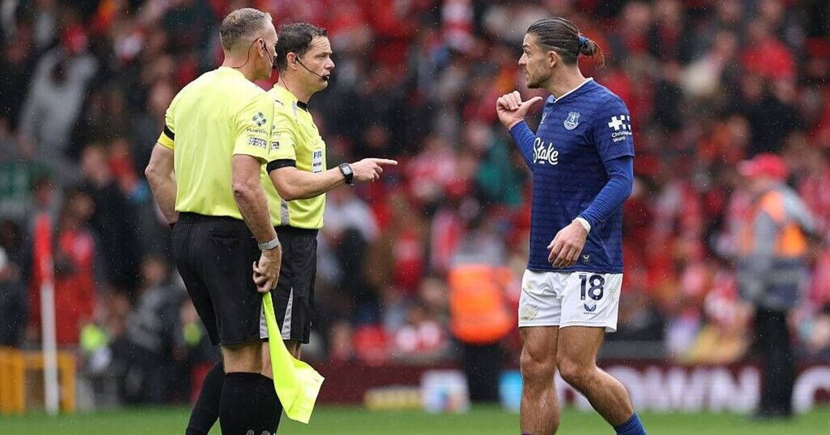Jack Grealish rages at ref in furious confrontation after Liverpool vs Everton